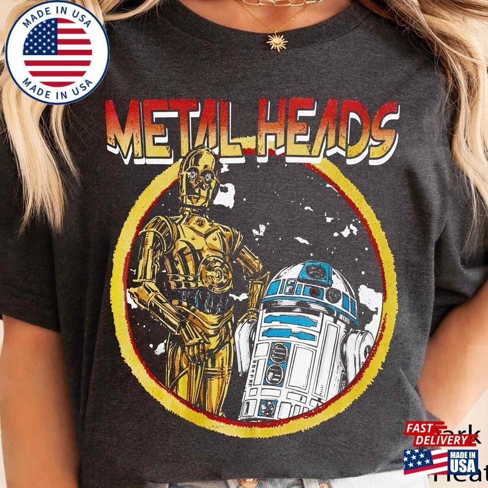 Retro Rock Band Music Bb8 R2 D2 Droids Metal Head